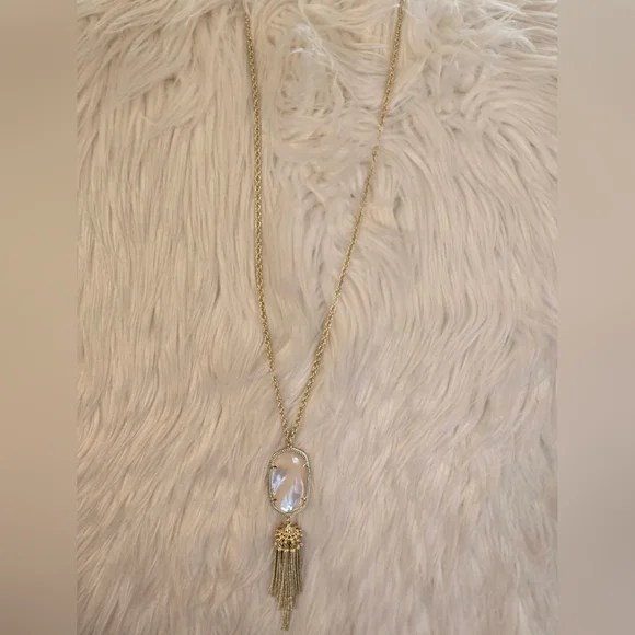 Kendra Scott Gold and White Necklace with Crystal Pendant - Picture 2 of 3